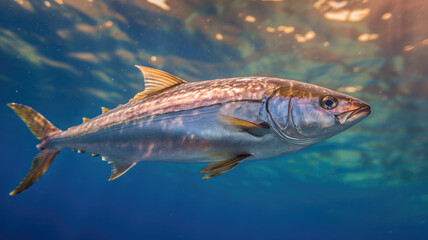 Naklejka premium bonito fish in the ocean in detailed view created with Generative AI technology