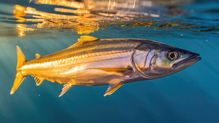 Fototapeta premium bonito fish in the ocean in detailed view created with Generative AI technology