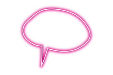 Fototapeta premium Neon pink chat bubble png. Glowing speech bubble on transparent background.
