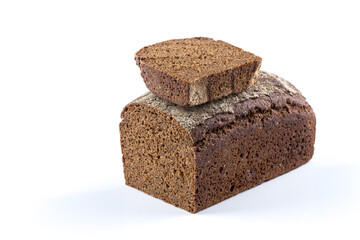 Rye bread slices isolated on white background
