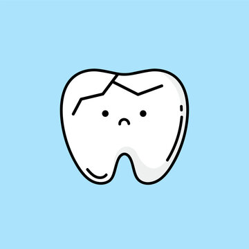 Cracked tooth flat icon, Dental and medicine, vector graphics, a colorful solid pattern. Diseased tooth, caries, broken, crack. Banner, poster for printing. Infographics in dentistry