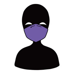 マスクをつけた悪人イメージのシルエットの人物アイコンイラスト素材