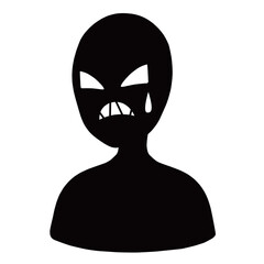 焦る悪人イメージのシルエットの人物アイコンイラスト素材