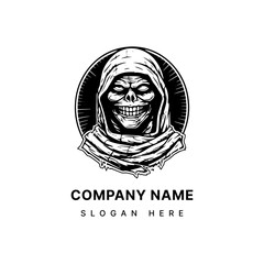 Creepy mummy hand drawn logo design illustration, perfect for Halloween events, horror themed projects, and spooky merchandise. Mysterious, eerie, and unforgettable. Generative AI