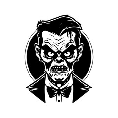 Capture the essence of fear with this creepy zombie hand drawn logo design illustration. Ideal for Halloween themed businesses and entertainment Generative AI