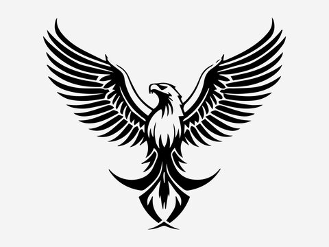 Dynamic eagle logo design illustration representing power and vision. Ideal for corporate, leadership, and nature inspired brands. Strong and eye catching. Generative AI