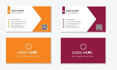 2 color  Modern Business card Design template 