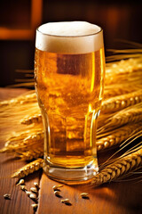 Fototapeta na wymiar beverage glass pint alcohol drink gold beer foam lager pub. Generative AI.