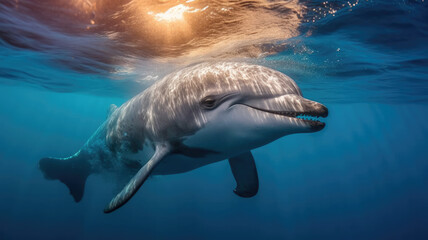 dolphin in the ocean created with Generative AI technology