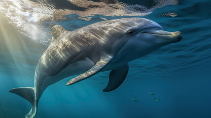 Fototapeta premium dolphin in the ocean created with Generative AI technology