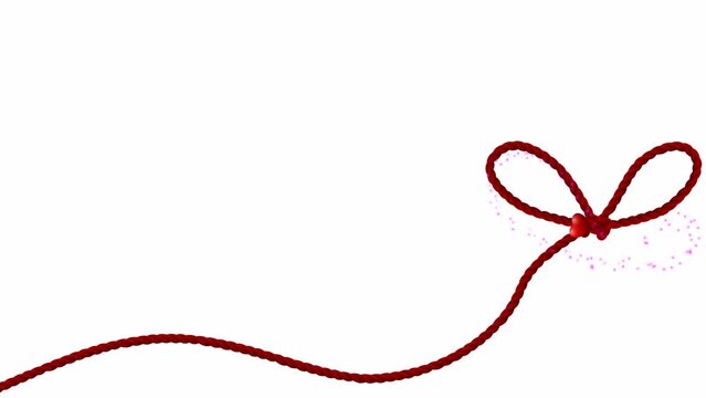 Animated Background Red Thread of Fate destiny loop seamless in white background