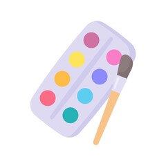 Paintbrush and watercolor for drawing according to the imagination of children