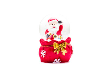 Santa Claus in a glass ball on a white background