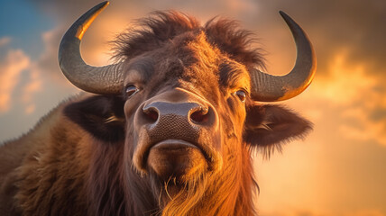 portrait of a buffalo created with Generative AI technology