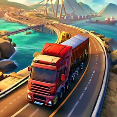 Fototapeta premium Road transport the by truck Generative AI