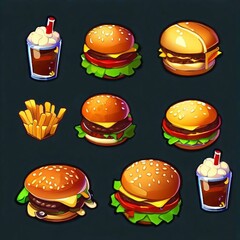 Burger set meat cutlet in a bun