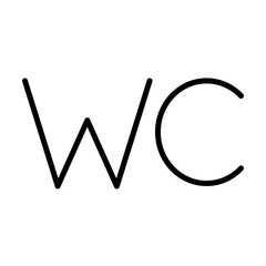 WC sign text symbol. Flat modern vector design, editable stroke