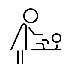 Wayfinding mother child wc, great design for any purpose. Editable stroke, thin line icon.