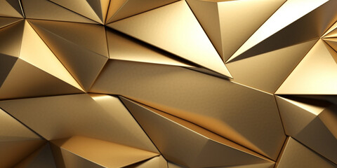 Obraz premium Dreieckige Elemente in gold als Hintergrund, ai generativ