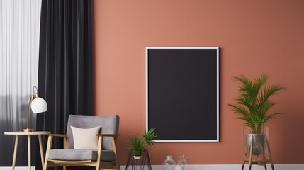 Blank black wooden frame A4. Vector template. Generative Ai