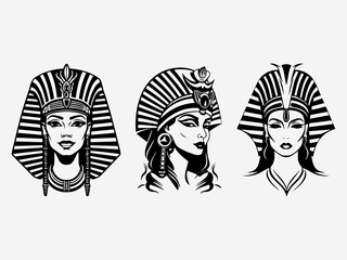 Hand drawn Cleopatra logo design that embodies the regal beauty and mystique of the ancient queen. Ideal for fashion labels, cosmetics, and historical themed projects. Generative AI