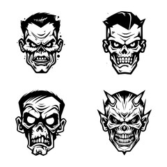 creepy zombie hand drawn logo design illustration Generative AI
