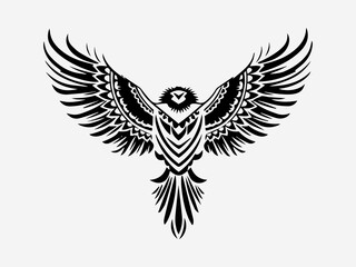 Graceful eagle logo design illustration symbolizing elegance and precision. Suitable for luxury, fashion, and wildlife conservation brands. Timeless and sophisticated. Generative AI