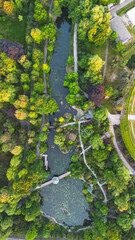 View of the Japanese garden from the air. Wroclaw, Poland.