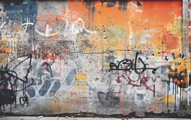 Tuinposter Urban colourful Graffiti Wall Backdrop. © Unique Creations