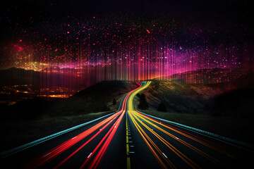 Obraz premium Information Data Highway Abstract Illustration, Generative AI