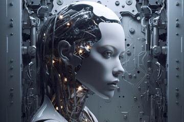 Futuristic AI Avatar Portrait with Digital Elements	