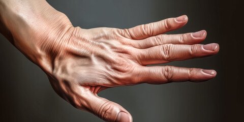 Fototapeta premium A young female human hand is rendered in intricate detail - generative ai.
