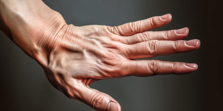A young female human hand is rendered in intricate detail - generative ai.