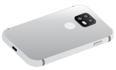 Isometric Flat Smartphone white back camera lying 