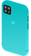 Isometric Flat Smartphone green back camera