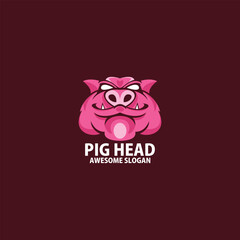 pig head logo design colorful