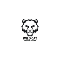 wild cat head logo design line color