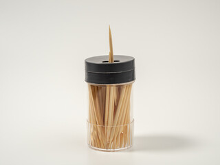 Wooden toothpicks on a white background. Toothpicks for teeth.