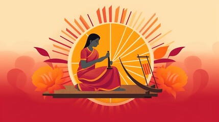 National handloom day of India celebration concept and typography vector illustration, Generative Ai