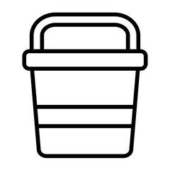 Bucket, Container, Utility tool, Water storage, Carrying handle, Versatile, Sturdy Icon lineal