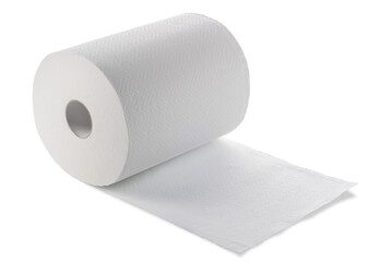 Big white hand paper Towel Roll isolated