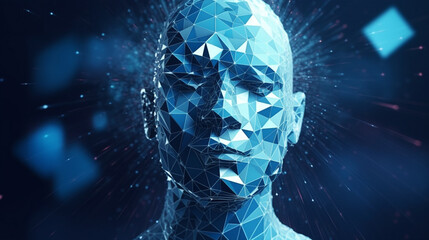 Abstract robot hologram technology. Artificial intelligence subconscious and motivation concept. Illustration generative AI