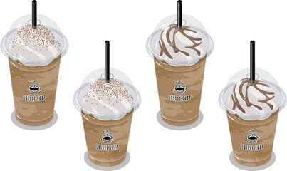 テイクアウトコーヒーフラッペのアイソメトリックベクターイラスト