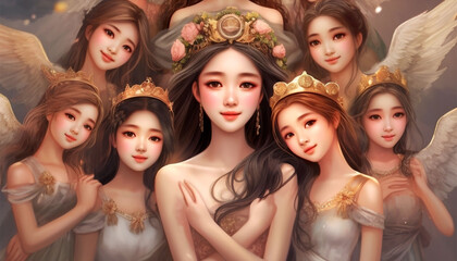 fabricote_a_group of 12 goddness all together asian with big ey 