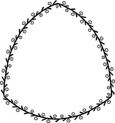 Curvilinear Triangle frame spiral leaves wreath vector border floral photo frame black romantic botanical branches decoration wedding anniversary birthday new year newborn Christmas valentine winner