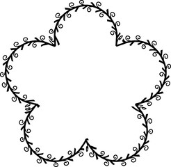 Flower frame spiral leaves wreath vector border floral photo frame black romantic botanical branches decoration wedding anniversary birthday new year newborn Christmas valentine winner award congratul