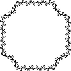 Plaque frame spiral leaves wreath vector border floral photo frame black romantic botanical branches decoration wedding anniversary birthday new year newborn Christmas valentine winner award