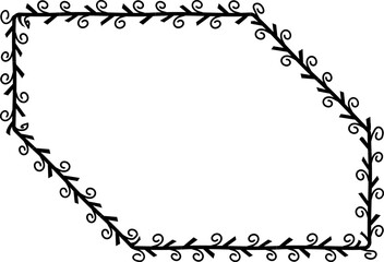Snip Diagonal Corner Rectangle frame spiral leaves wreath vector border floral photo frame black romantic botanical branches decoration wedding anniversary birthday new year newborn Christmas 