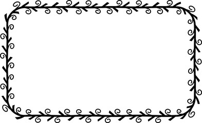 Rounded Rectangle frame spiral leaves wreath vector border floral photo frame black romantic botanical branches decoration wedding anniversary birthday new year newborn Christmas valentine winner awar