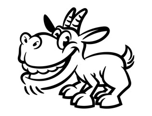 Funny Goat cartoon characters. Best for outline, logo, and coloring book with eid al adha themes for kids
